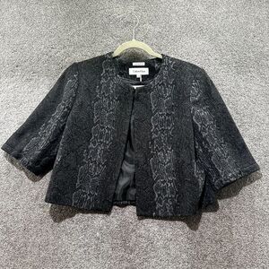 Calvin Klein Blazer Jacket Women 12P Gray Snakeskin Print Stretch Office Lined